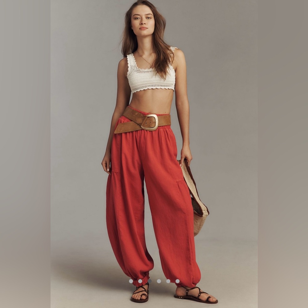 Pilcro relaxed linen blend pull on pants XS